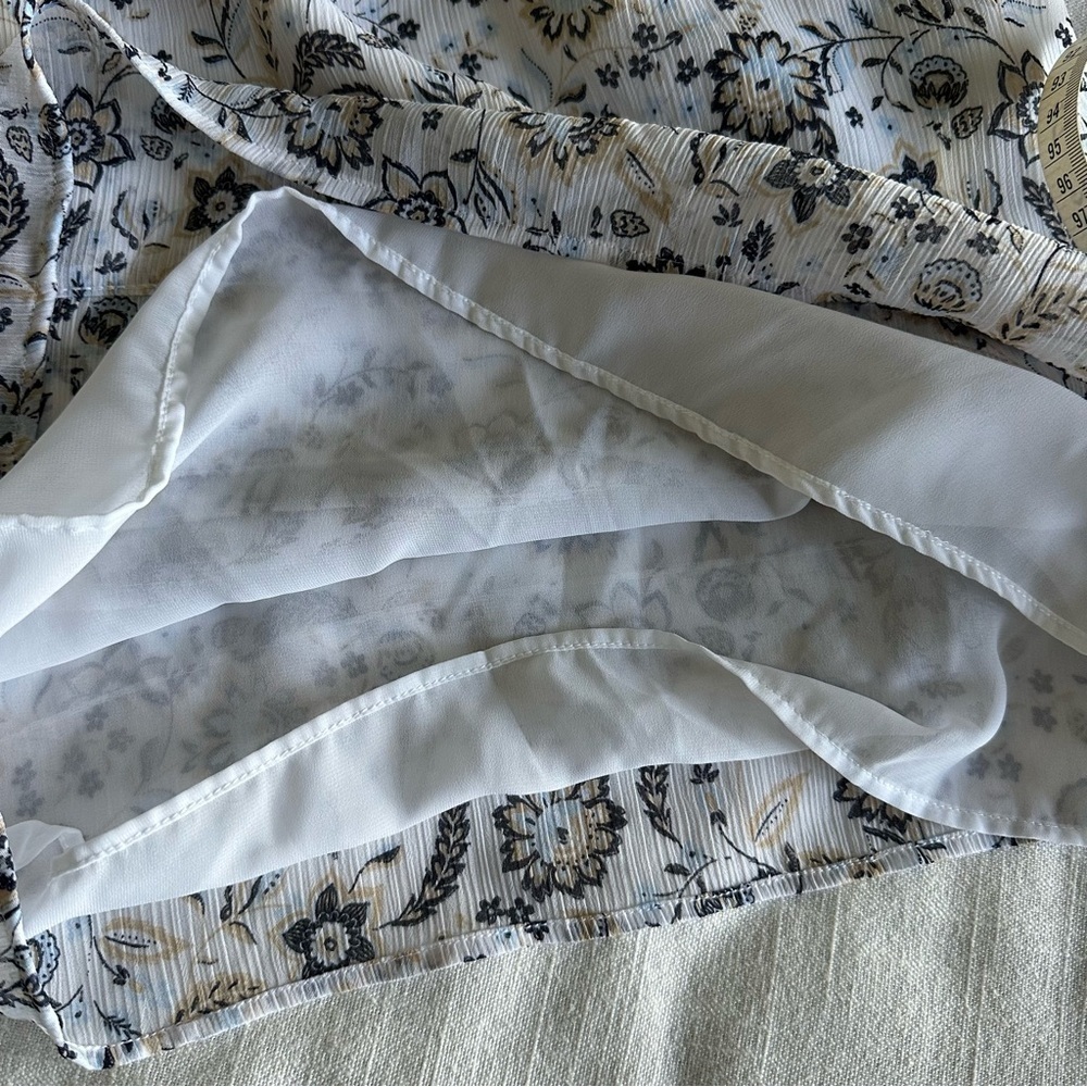 Ann Taylor Womens S Puff Sleeve Semi Sheer Ruffle Floral Top Boho Cottagecore - Picture 6 of 14